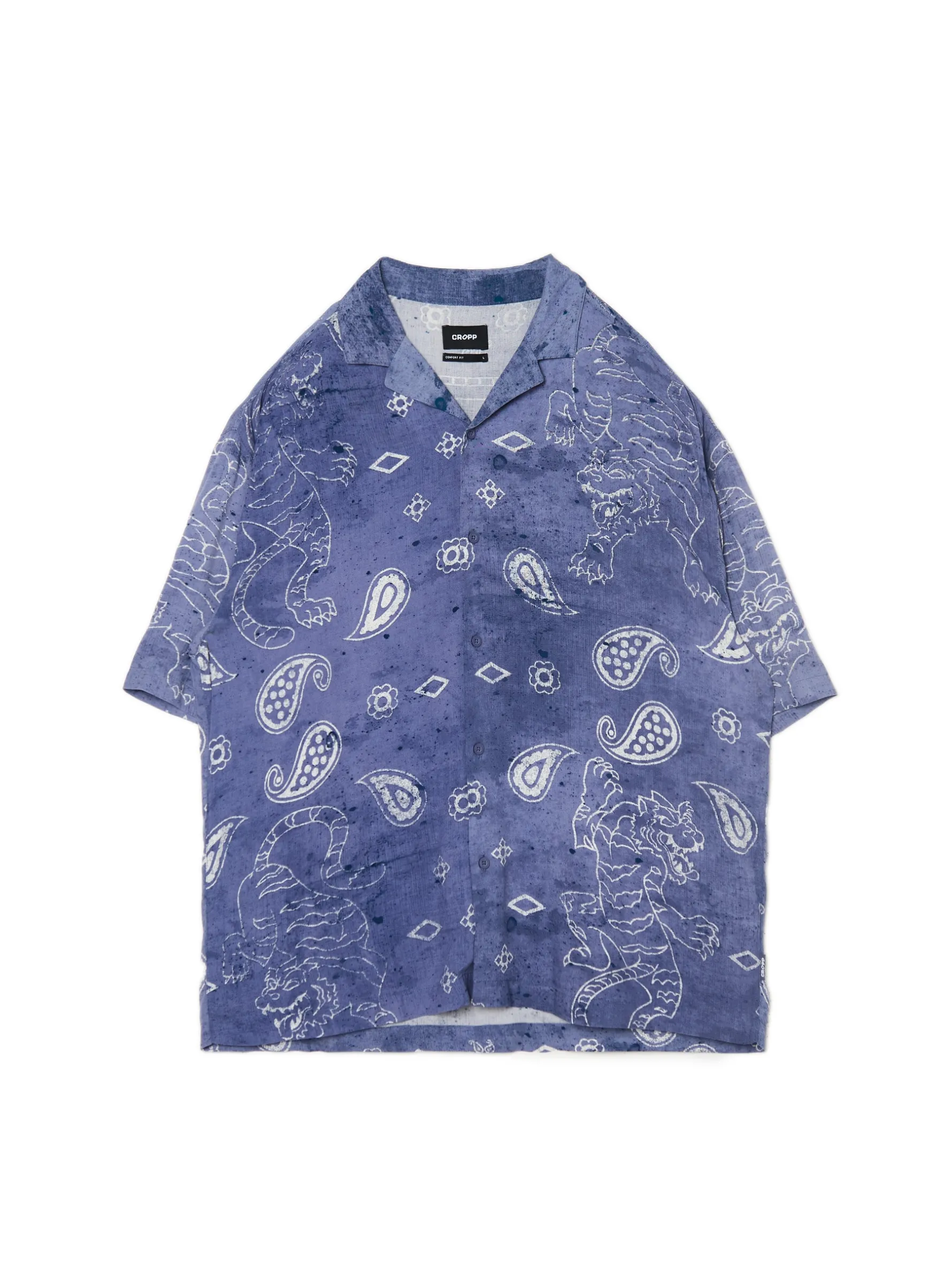Cropp Koszule*Wiskozowa koszula z nadrukiem granatowy