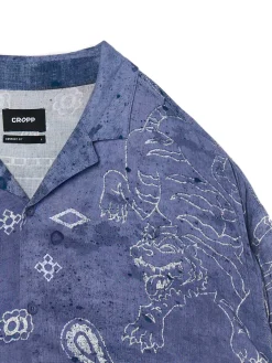 Cropp Koszule*Wiskozowa koszula z nadrukiem granatowy