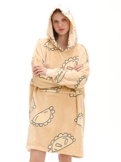 Cropp Cozy|Cozy*Świąteczna bluza snuddie w pierogi beżowy