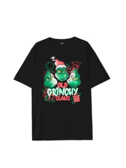 Cropp Ubrania Świąteczne|Koszulki*Świąteczna czarna koszulka z Grinchem czarny