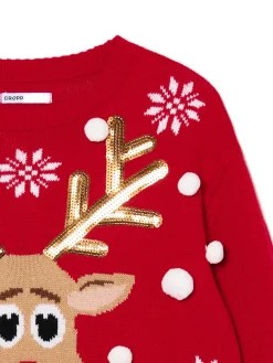 Cropp Ubrania Świąteczne|Swetry*Świąteczny sweter z reniferem czerwony