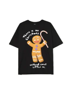 Cropp Ubrania Świąteczne|Koszulki, Topy*Świąteczny T-shirt z Ciastkiem czarny