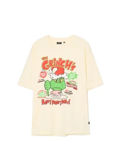 Cropp Ubrania Świąteczne|Koszulki*Świąteczny T-shirt z Grinchem kremowy
