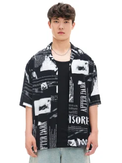 Cropp Koszule*Wzorzysta koszula z kołnierzykiem czarny