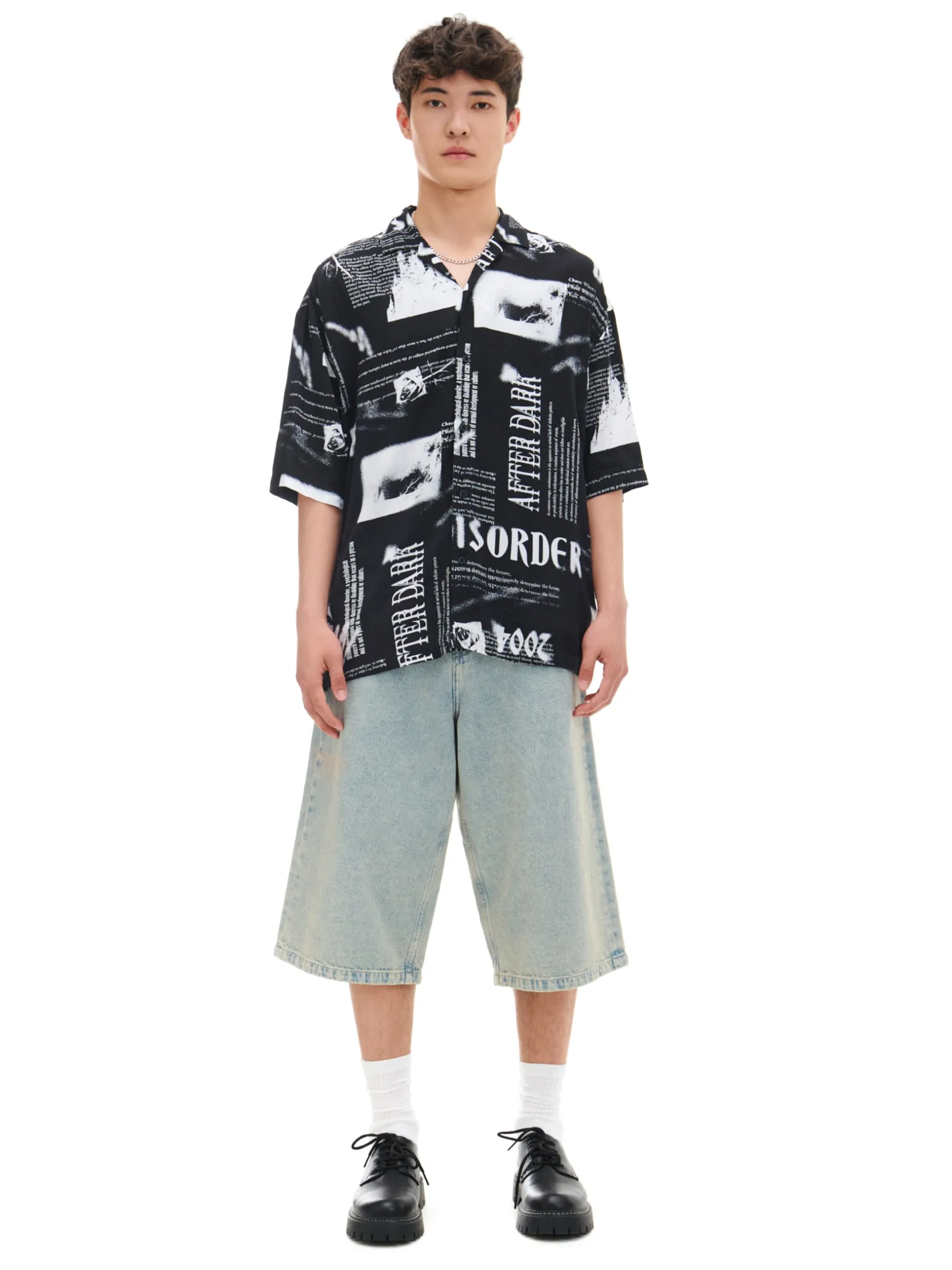 Cropp Koszule*Wzorzysta koszula z kołnierzykiem czarny