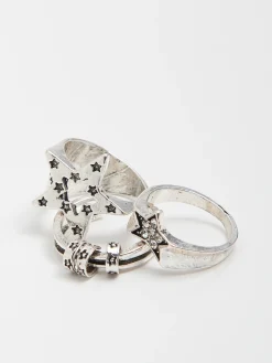 Cropp Biżuteria*Zestaw pierścionków z motywem gwiazd srebrny