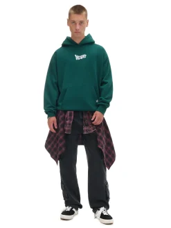 Cropp Bluzy*Zielona bluza hoodie z nadrukiem zielony