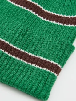 Cropp Czapki*Zielona czapka beanie w paski zielony