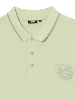 Cropp Koszulki*Zielona koszulka polo z haftem zielony