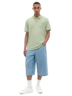 Cropp Koszulki*Zielona koszulka polo z haftem zielony