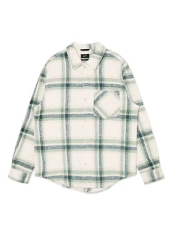 Cropp Koszule*Zielona kraciasta koszula z domieszką wełny kremowy