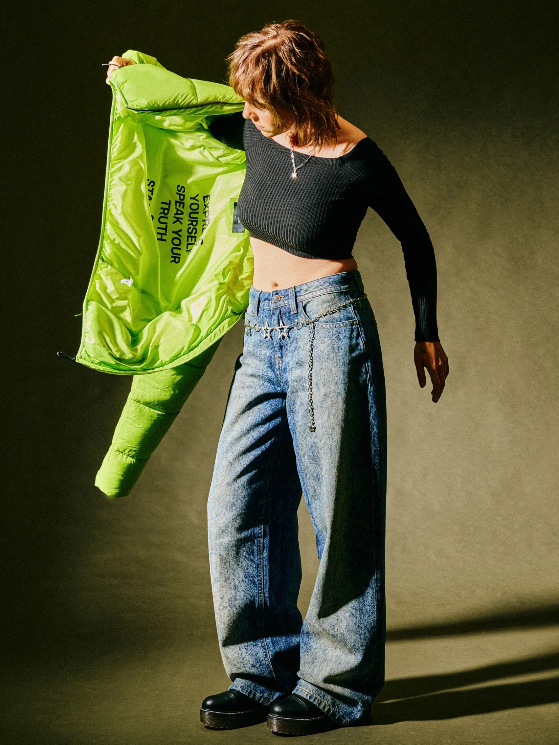 Cropp Kurtki, Płaszcze*Zielona kurtka puffer zielony