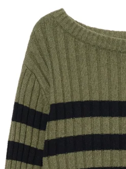 Cropp Swetry*sweter w czarne paski zielony