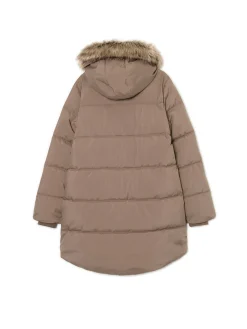 Cropp Kurtki, Płaszcze*Zimowy pikowany płaszcz z kapturem brązowy