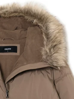 Cropp Kurtki, Płaszcze*Zimowy pikowany płaszcz z kapturem brązowy