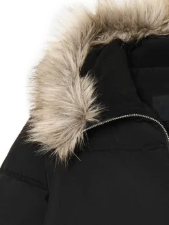 Cropp Kurtki, Płaszcze*Zimowy pikowany płaszcz z kapturem czarny